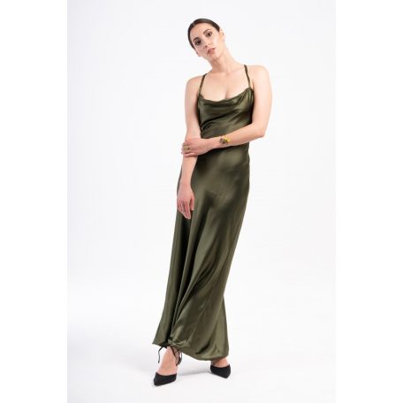 Venus maxi silk dress Olive S